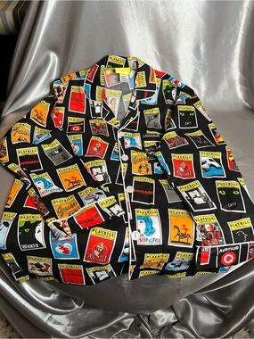 Black Playbill Print Button-Up Pajamas top and Bottom